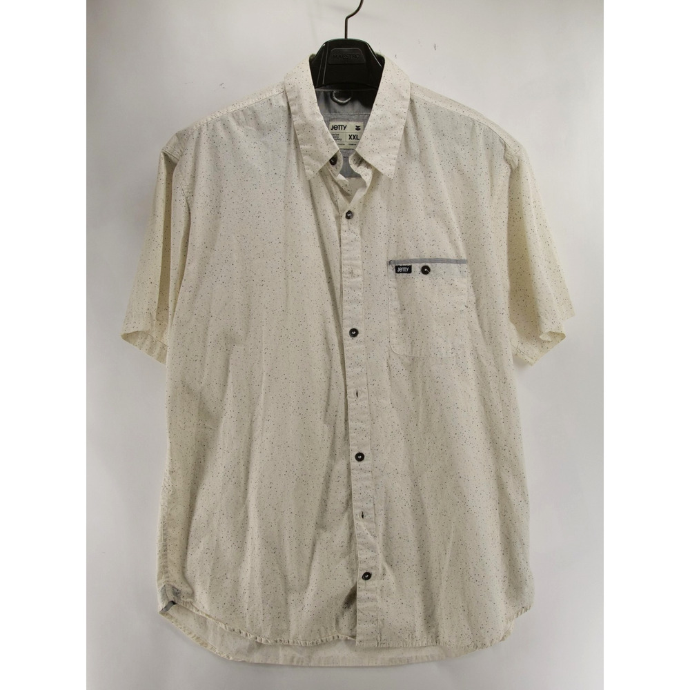 Jetty Mens XXL Short Sleeve Button Up Cream Speckled Marine Supply Co Casual